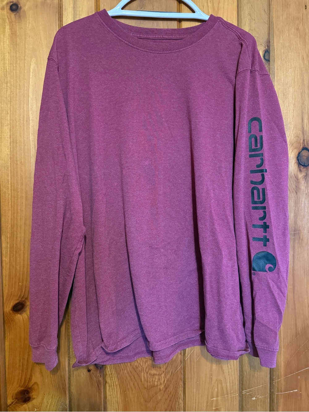 Carhartt Women's Long Sleeve Graphic Sleeve Tee in Plum